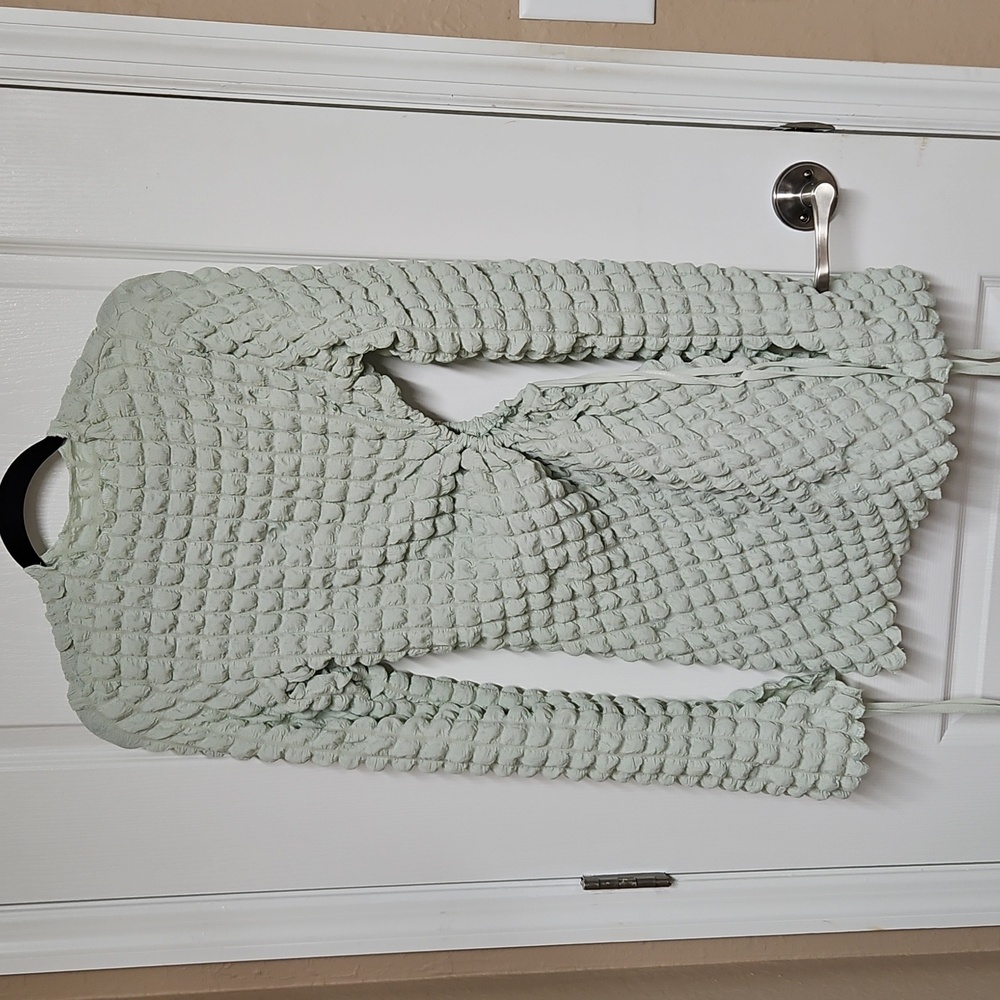 Textured Mint Long Sleeve Dress